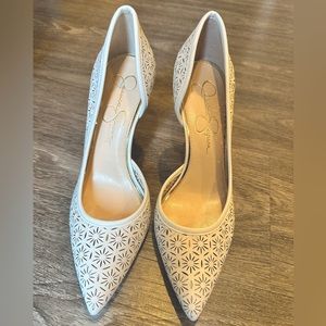 Jessica Simpson white 5-inch heels